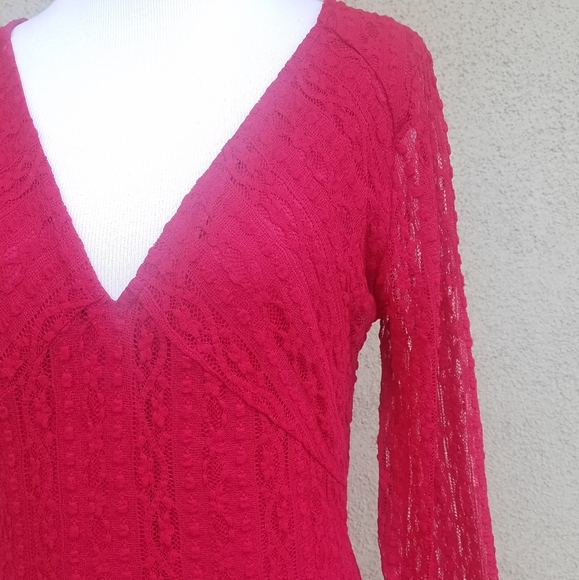 Lush Fuschia Fit And Flare Lace Skater Dress - Picture 4 of 7